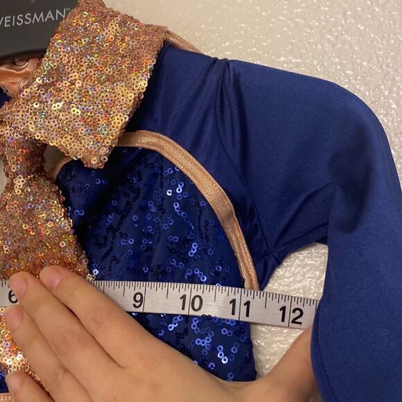 Weissman dance costume blue sequin Boogie Woogie Bugle Boy 10772 Child IC 7/8 - Picture 6 of 9